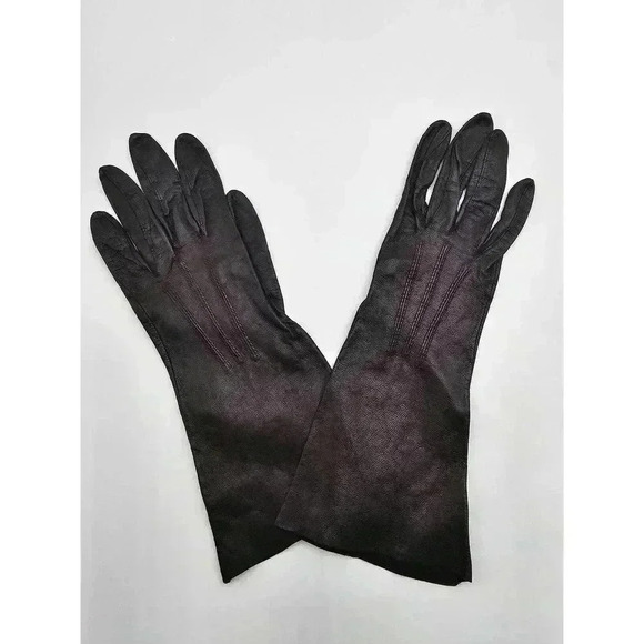 Vtg Women's Brown Leather Gloves - Picture 1 of 6
